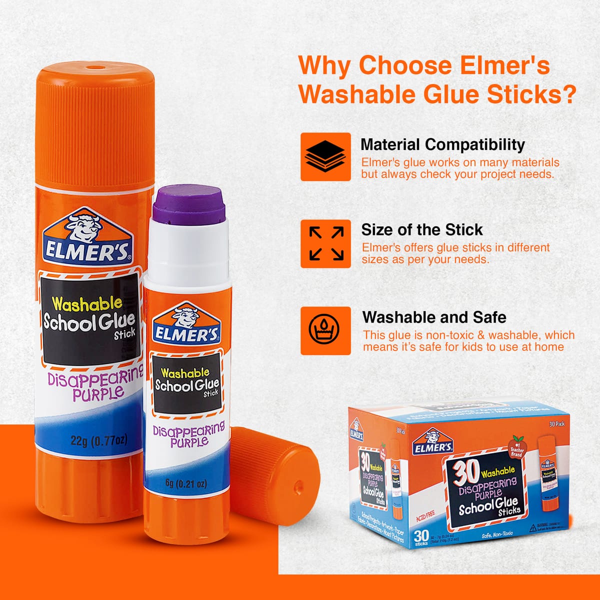 Elmer's Washable Disappearing Purple Glue Sticks